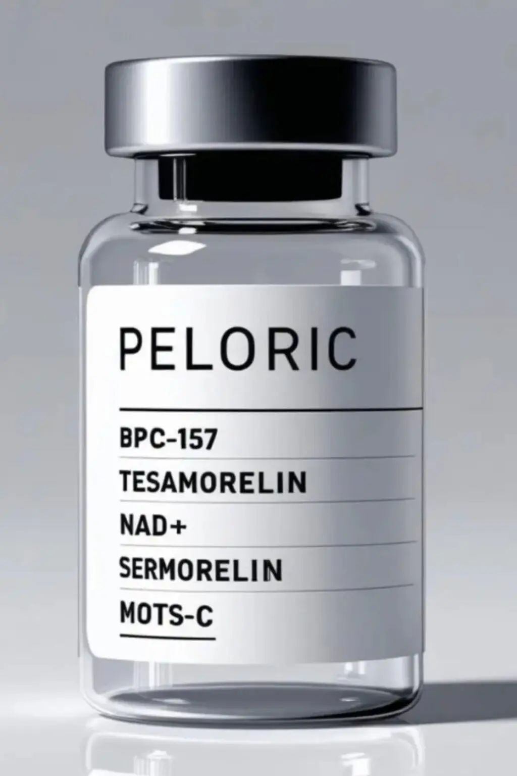 Vial labeled PELORIC with listed ingredients.