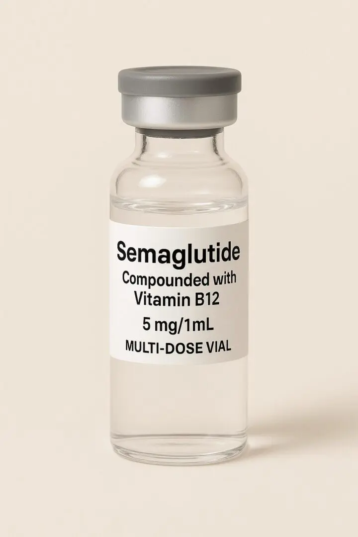 Vial of Semaglutide with Vitamin B12.